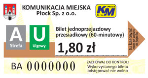 1,80 zł - ulgowy przesiadkowy (60-minutowy)