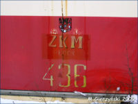 Ślady po przemalowywanych oznaczeniach bocznych na Jelczu #436