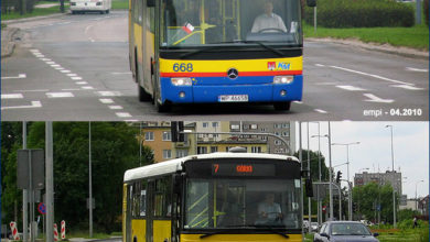 Zestawienie przedniej ściany Mercedesa Conecto #668 przed i po lakierowaniu