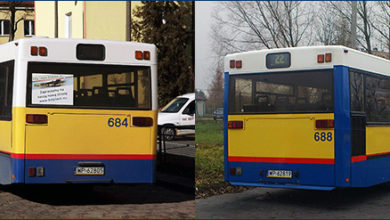Malowanie tylnych ścian na bliźniaczych autobusach #684 i #688
