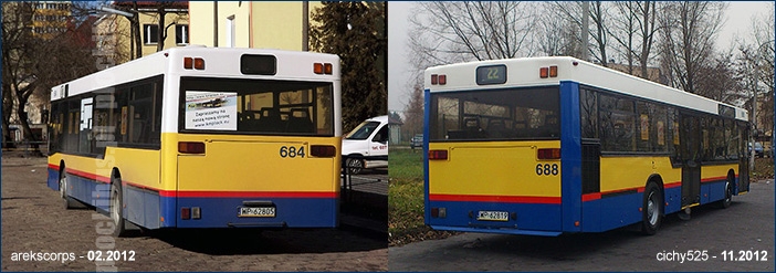 Malowanie tylnych ścian na bliźniaczych autobusach #684 i #688