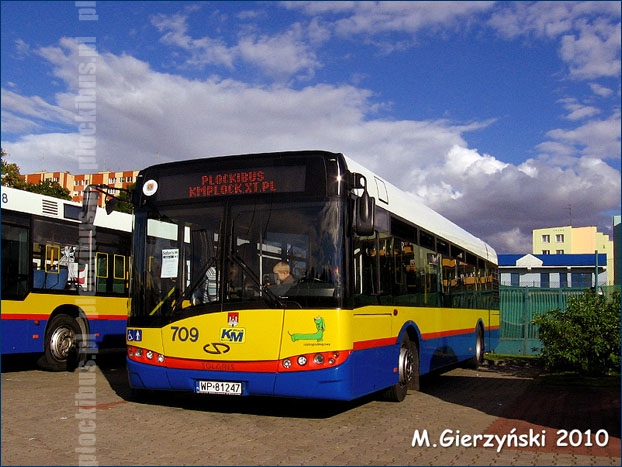 Solaris z najwyższym obecnie numerem taborowym #709, który przybył do Płocka 7 stycznia 2010 r.