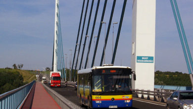 linia 21 podczas objazdu przez most Solidarności