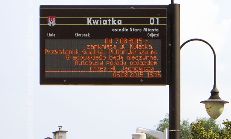 komunikat na tablicy dynamicznej informacji pasażerskiej