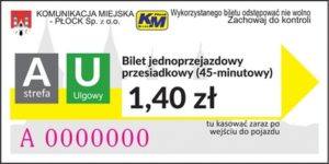 1,40 zł - ulgowy przesiadkowy (45-minutowy)
