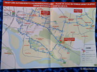 Ulotka informacyjna z przebiegiem tras nowych linii na mapie