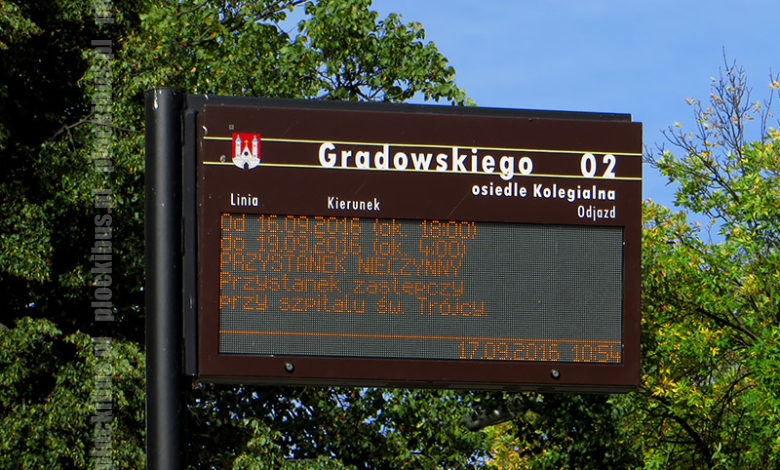 Tablica na przystanku Gradowskiego
