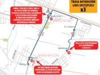 Czasowa zmiana trasy linii x3 (źródło: kmplock.eu)