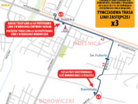 Czasowa zmiana trasy linii x3 (źródło: kmplock.eu)
