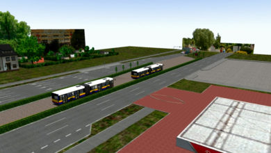 Wizualizacja koncepcji przeniesienia pętli na pas rozgraniczający jezdnie ul. Wyszogrodzkiej (na wysokości stacji paliw)