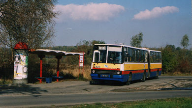 Ikarus #623 na dawnej pętli w Borowiczkach (przy ul. Botanicznej)