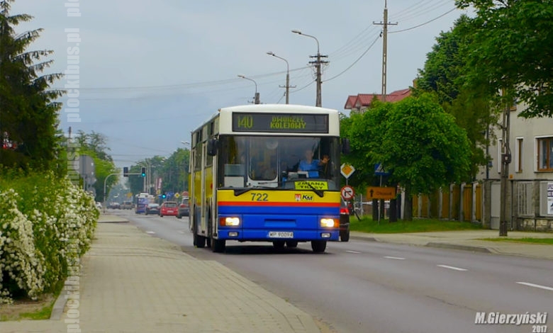 Linia 140 na trasie objazdu na ul. Wyszogrodzkiej