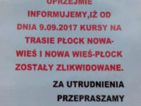 Komunikat firmy Marqs na dworcu PLS w Płocku