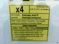 Rozkład jazdy linii zastępczej x4 z przystanku Kostrogaj, straż 01