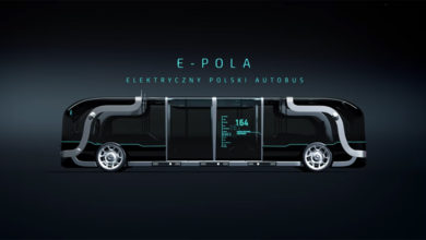 Wizualizacja polskiego elektrycznego autobusu o nazwie E-Pola