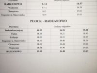 Rozkład linii Rogozino - Radzanowo