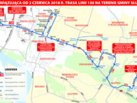 Mapa z nową trasą linii 130 (źródło: kmplock.eu)