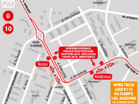 Nowa trasa linii nr 0 i 10. Źródło: kmplock.eu