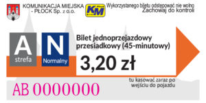 3,20 zł - normalny przesiadkowy (45-minutowy)