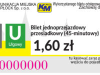1,60 zł - ulgowy przesiadkowy (45-minutowy)