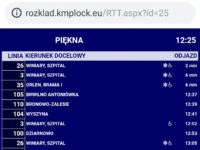 Wirtualna tablica, którą pasażer zobaczy w telefonie po zeskanowaniu kodu QR