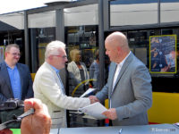 Konferencja prasowa na terenie zajezdni