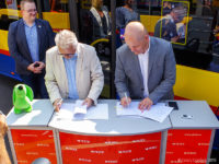 Konferencja prasowa na terenie zajezdni