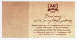 Rewers biletu jubileuszowego