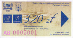 Bilet jubileuszowy z okazji 60-lecia komunikacji miejskiej w Płocku