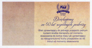 Rewers biletu jubileuszowego