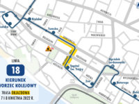 Trasa objazdowa dla linii nr 18 w kierunku dworca (źródło: kmplock.eu)