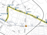 Trasa objazdowa linii 19 i 33 w kierunku Winiar / Orlenu (źródło: kmplock.eu)