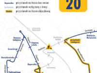 Trasa objazdowa linii 20 (źródło: kmplock.eu)