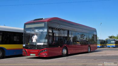 Prezentacja autobusu elektrycznego PILEA 12E na terenie płockiej zajezdni