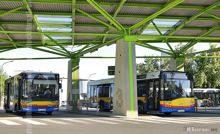 stacjonujące autobusy na płycie dworca w Płocku