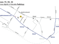 Trasa objazdu dla linii 19, 22 i 33 (źródło: kmplock.eu)