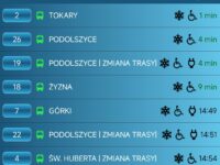 W aplikacji myBus autobusy wodorowe oznaczone są ikoną wtyczki elektrycznej